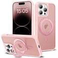 thumbnail image 1 of Case for iPhone 14 Plus with 360°Rotatable Magnetic Ring Stand Compatible with Mag-Safe Lightweight and Translucent Matte Back Shockproof Protective Case Men Women Pink, 1 of 13
