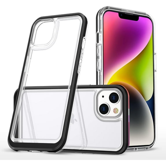 Case for iPhone 14 Plus 5G,Slim Thin Soft TPU Bumper & Hard PC Transparent Back Shockproof Scratch Resistant Protective Phone Case for iPhone 14 Plus 5G 2022 6.7 inch (Black)