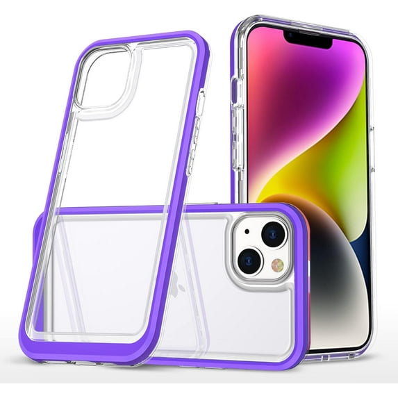 Case for iPhone 14 Plus 5G,Slim Thin Soft TPU Bumper & Hard PC Transparent Back Shockproof Scratch Resistant Protective Phone Case for iPhone 14 Plus 5G 2022 6.7 inch (Purple)