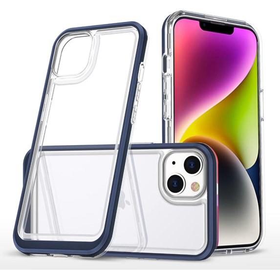 Case for iPhone 14 Plus 5G,Slim Thin Soft TPU Bumper & Hard PC Transparent Back Shockproof Scratch Resistant Protective Phone Case for iPhone 14 Plus 5G 2022 6.7 inch (Blue)