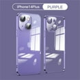 thumbnail image 1 of Case for iPhone 14 Plus 6.7" 2022, Dustproof Glass Camera Lens Shockproof TPU Backplane Plating Transparent Shell Anti-yellow Anti-fall Ultra-thin Light Case for iPhone 14 Plus, Purple, 1 of 11
