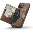 thumbnail image 1 of Case for iPhone 14 Plus 6.7 inch 2022, Detachable Magnetic Wallet Credit Card Cash Slot Case Cover Support Wireless Charging Functional Kickstand Compatible with iPhone 14 Plus 2022 (Brown), 1 of 15
