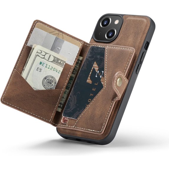 Case for iPhone 14 Plus 6.7 inch 2022, Detachable Magnetic Wallet Credit Card Cash Slot Case Cover Support Wireless Charging Functional Kickstand Compatible with iPhone 14 Plus 2022 (Brown)