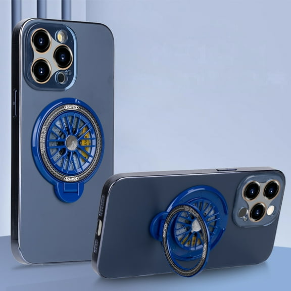 Case for iPhone 14 Plus with Built-in Ring Holder Stand & Glass Camera Lens Protector, Plated Frosted Matte Back Shockproof Rugged Protective Phone Cover for iPhone 14 Plus, Blue