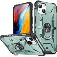 thumbnail image 1 of Case for iPhone 14 Plus Case Military Grade Drop Case with Kickstand Metel Ring Magnetic Holder Shockproof Protective for iPhone 14 Plus Phone Case (Midnight Green), 1 of 10
