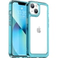 thumbnail image 1 of Case for iPhone 14 Plus Case Slim Dropproof [Defend from Drop/Scratch/Slip/Fingerprint] Clear Acrylic Hard Back Soft TPU Bumper Hybrid Phone Cover for iPhone 14 Plus-Crystal Blue, 1 of 7