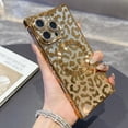 thumbnail image 1 of Case for iPhone 14 Plus, Compatible with MagSafe Gradient Glitter Bling Leopard Design Plating Camera Lens Protection Clear Soft Shockproof Anti-Scratch Cover for Women Girls, Gold, 1 of 8