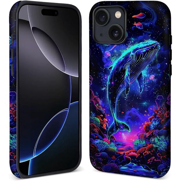 Case for iPhone 14 Plus [Compatible with MagSafe], Matte Soft Silicone and Hard PC Anti-Scratch Shockproof Protective 2-in-1 Case for Women Girls - Whale