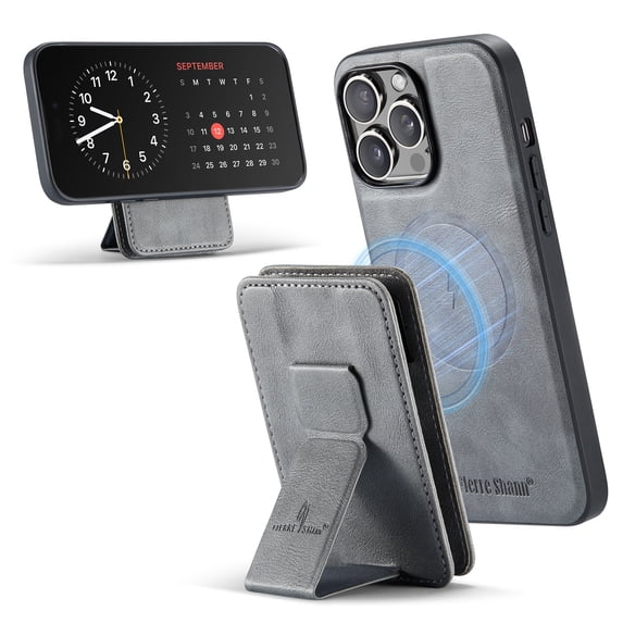 Case for iPhone 14 Plus, Detachable Magnetic Wallet Credit Card Cash Slot Case Support Wireless Charging Functional Kickstand Compatible with MagSafe Phone Cover For iPhone 14 Plus,Gray
