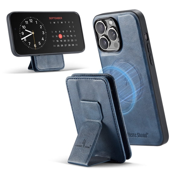 Case for iPhone 14 Plus, Detachable Magnetic Wallet Credit Card Cash Slot Case Support Wireless Charging Functional Kickstand Compatible with MagSafe Phone Cover For iPhone 14 Plus,Blue