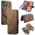 thumbnail image 1 of Case for iPhone 14 Plus Detachable Magnetic Wallet Phone Case for Men Women, RFID Blocking Material Retro Folio Flip Leather Case with 3 Card Slots for iPhone 14 Plus, Brown, 1 of 10
