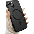 thumbnail image 1 of Case for iPhone 14 Plus Phone Case for Women, Shockproof Matte Luxury Soft Metallic Luster Design with Camera Lens Protector, Compatible with Magsafe for iPhone 14 Plus 6.7"-Black, 1 of 12