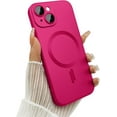 thumbnail image 1 of Case for iPhone 14 Plus Phone Case for Women, Shockproof Matte Luxury Soft Metallic Luster Design with Camera Lens Protector, Compatible with Magsafe for iPhone 14 Plus 6.7"-Hot Pink, 1 of 13