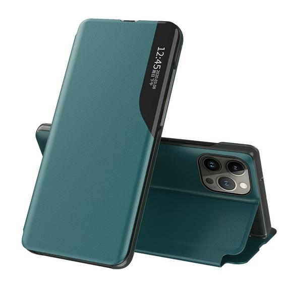 Case for iPhone 14 Pro 2022, Magnetic Flip Phone Case Stand Anti-scratch Anti-shock Protective Phone Cover with Window View Function for Apple iPhone 14 Pro,Cyan