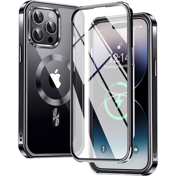 JETeacka iPhone 14 Pro Case(6.1") 360 Full Body Rugged Built-in Touch Sensitive Screen Protector Anti-Scratch Clear Case, Black