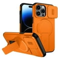 thumbnail image 1 of Case for iPhone 14 Pro 6.1" with Invisible Fold Holder Stand, MagSafe Magnetic Wireless Charging,Sliding camera casing,Shockproof Dropproof Tough Rugged Protective Case Cover,Orange,For iPhone 14 Pro, 1 of 10