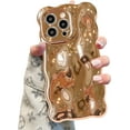 thumbnail image 1 of Case for iPhone 14 Pro 6.1 inch, Cute Solid Color Curly Wave Shape Shockproof Soft Bumper Phone Case, Candy Water Ripple 3D Silicon Slim Pretty Case Non-Yellowing Cover, Gold, 1 of 14