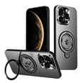 thumbnail image 1 of Case for iPhone 14 Pro, CD Texture Camera Lens Protection, Compatible with Magsafe, Adjustable Ring Kickstand, Drop Protective Shockproof Lightweight Anti-Fingerprint Phone Case Cover, Black, 1 of 11