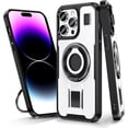 thumbnail image 1 of Case for iPhone 14 Pro,Carbon Fibre Dissipate Heat TPU+PC [Built-in Rotatable Magnetic Kickstand] Heavy Duty Drop Protection Shockproof Phone Case for iPhone 14 Pro,6.1 inch 2022 (White), 1 of 18