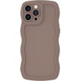 thumbnail image 1 of Case for iPhone 14 Pro Case Wave, Curly Frame Design for Women Girls, Cute Wavy Solid Color Aesthetic Phone Case Soft Flexible TPU Shockproof Full-Body Protective Case Cover 6.1 inch - Brown, 1 of 12