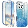 thumbnail image 1 of Case for iPhone 14 Pro, Luxury Gradient Marble Color Case with Built-in Screen Protector Front Cover Wireless Charging Protective Girls Women Phone Case for iPhone 14 Pro, Blue, 1 of 6