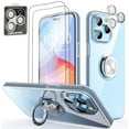 thumbnail image 1 of Case for iPhone 14 Pro Max with 2 Tempered Glass Screen Protector, 1 Silver Camera Lens Protector,Clear Body Soft TPU Shockproof Case with Ring Kickstand for iPhone 14 Pro Max 6.7 inch, Clear Sets1, 1 of 7
