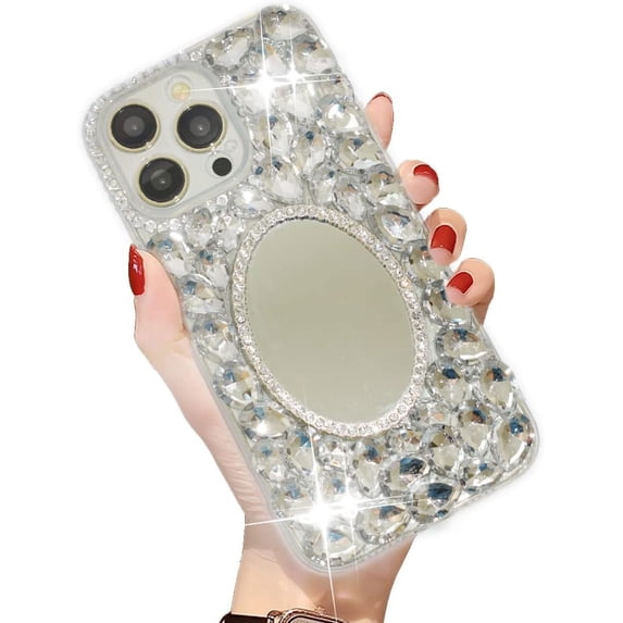 Case for iPhone 14 Pro Max,3D Handmade Bling Rhinestone Diamonds Luxury Sparkle Mirror Case Girls Women Full Crystals Bling Diamond Soft TPU Bumper Case Cover for iPhone 14 Pro Max 6.7inch