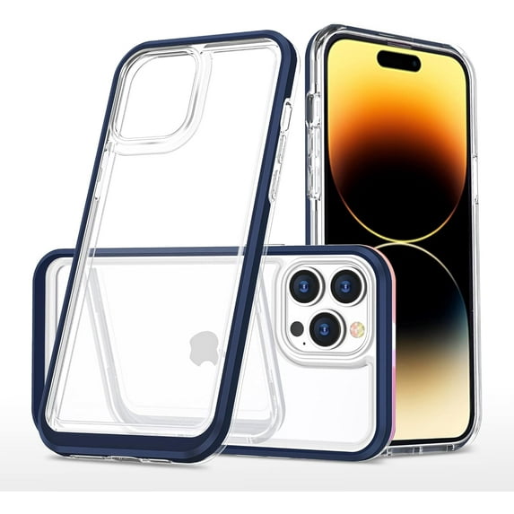 Case for iPhone 14 Pro Max 5G,Slim Thin Soft TPU Bumper & Hard PC Transparent Back Shockproof Scratch Resistant Protective Phone Case for iPhone 14 Pro Max 5G 2022 6.7 inch (Blue)