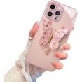 thumbnail image 1 of Case for iPhone 14 Pro Max 6.7 Inch, Cute Butterfly Plating Glitter with Camera Protection Shockproof Sparkly Slim Cover for iPhone 14 Pro Max Women-Pink, 1 of 13
