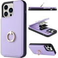 thumbnail image 1 of Case for iPhone 14 Pro Max with Card Holder 360°Rotation Kickstand Ring Stand Women Girls PU Leather Double Buttons Flip Cover RFID Blocking Protective Case for iPhone 14 Pro Max 6.7" Purple, 1 of 6