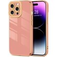 thumbnail image 1 of Case for iPhone 14 Pro Max Case, Luxury Plating Rose Gold Edge, Cute Slim Soft TPU Bumper Cover Full Camera Protection Shockproof Protective Phone Case for iPhone 14 Pro Max 6.7", Pink, 1 of 15