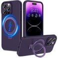 thumbnail image 1 of Case for iPhone 14 Pro Max Case with Magnetic Kickstand, [with Strong Magnets] Soft Liquid Slim Silicone Resist Scratches Shockproof Bumper Case for iPhone 14 Pro Max 6.7" - Deep Purple, 1 of 17