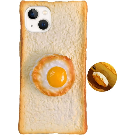 Case for iPhone 14 Pro Max Case Silicone Cute, Camera Lens Protector Design Kawaii Cartoon 3D Vintage Thick Case Protective Cover with Stand (Fried Egg, iPhone 14 Pro Max)