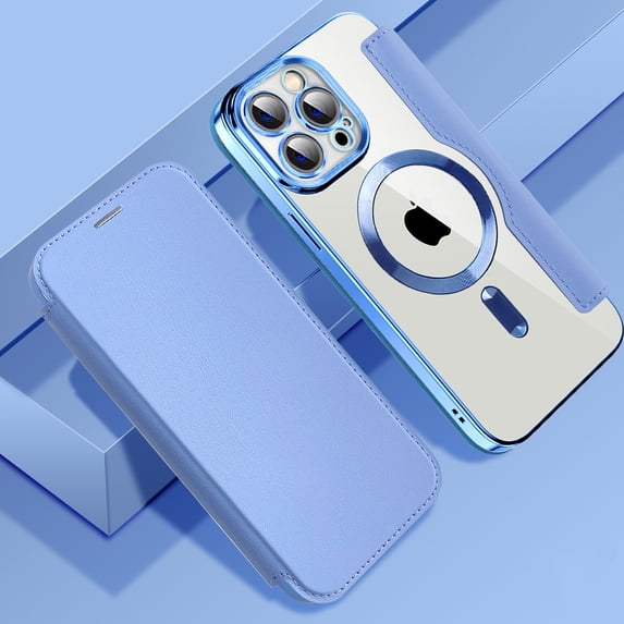 Case for iPhone 14 Pro Max Case Wallet Compatible with Magsafe, Shockproof Full Protective Flip Folio Wallet Case with RFID Blocking Card Slots PU Leather Cover with Lens Protector - Blue