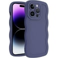thumbnail image 1 of Case for iPhone 14 Pro Max Case,Wave Curly Frame Design,Soft Flexible TPU,Cute Wavy Solid Color Aesthetic Flashion Phone Case Shockproof Protective Case Cover 6.7" - Dark Purple, 1 of 14