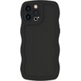 thumbnail image 1 of Case for iPhone 14 Pro Max Case, Wave Curly Frame Design for Women Girls, Cute Wavy Phone Case, Soft TPU SLiquid Silicone Camera Protection Phone Cover for iPhone 14 Pro Max, Black, 1 of 12