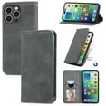 thumbnail image 1 of Case for iPhone 14 Pro Max, Classic Business Premium PU Leather Cover TPU Bumper with Card Holder Kickstand Magnetic Adsorption Flip Wallet Case Cover for iPhone 14 Pro Max 6.7" 2022,Gray, 1 of 5
