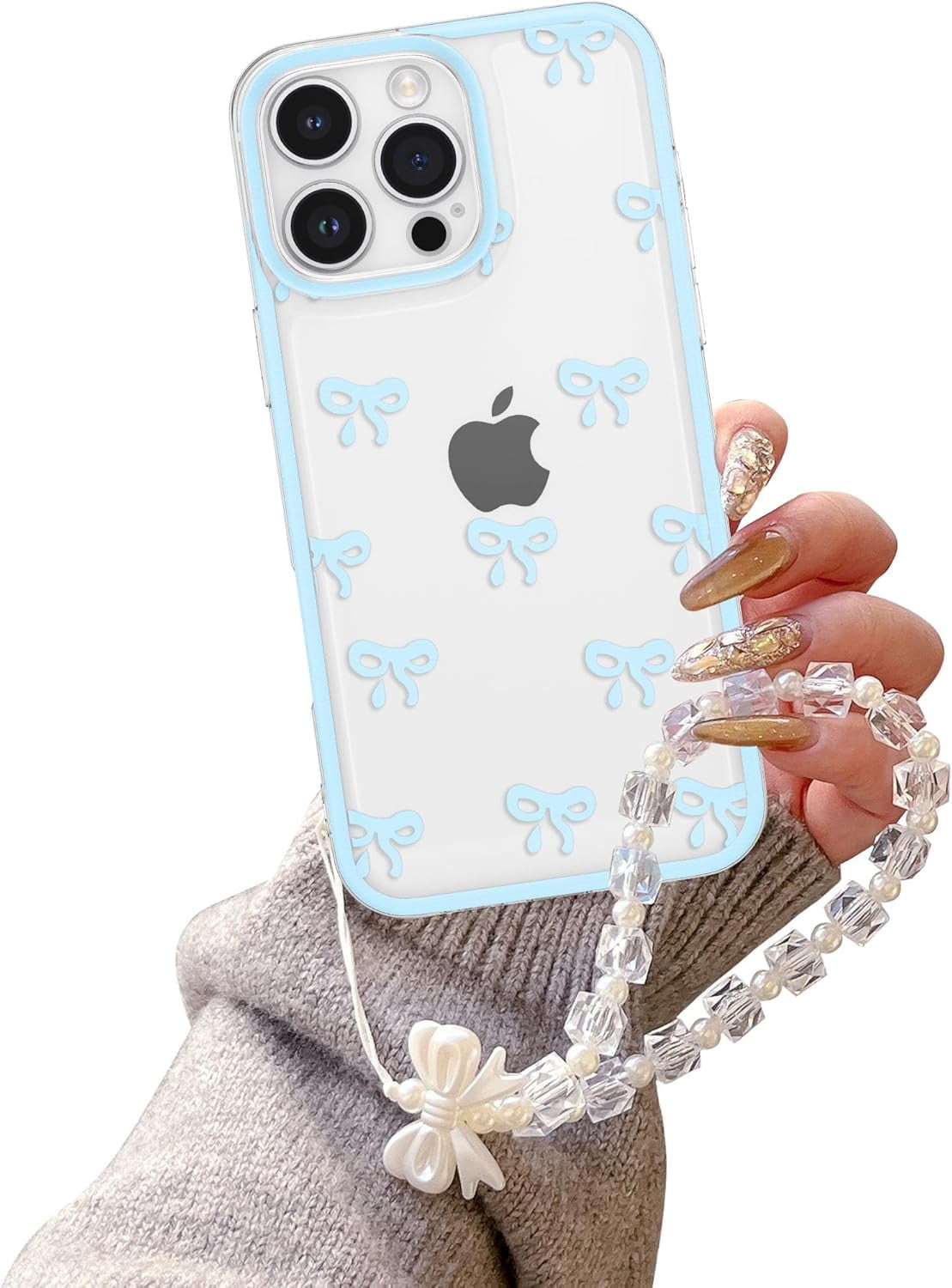 Case for iPhone 14 Pro Max, Clear Cute Ribbon Bowknot Aesthetic
