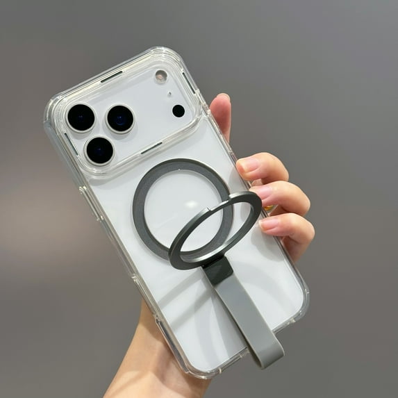 Case for iPhone 14 Pro Max, Clear Magnetic Ring Case with Lanyard, Compatible with MagSafe, Luxury Ultra Slim Anti-Yellowing Anti-Slip Shockproof Drop Protective Transparent Back Cover - Gray
