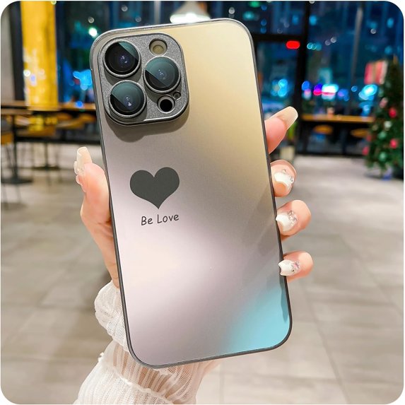 Case for iPhone 14 Pro Max, Cute Love Heart Pattern Phone Case, Matte Luxury Soft Metallic Luster Design with Camera Protector, Durable TPU Protective Cases for Women Girls, Black