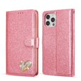 Case for iPhone 14 Pro Max, Glitter PU Leather TPU Bumper Card Holder