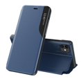thumbnail image 1 of Case for iPhone 14 Pro Max with Kickstand Magnetic Closure Mirror Window Phone Cover, Rugged PC Bumper PU Leather Shockproof Anti-Drop Bracket Flip Folio Case for iPhone 14 Pro Max,Blue, 1 of 7