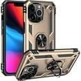 thumbnail image 1 of Case for iPhone 14 Pro Max,Military Car Holder [Built-in Kickstand] Metal Ring Dual-Layer Heavy Duty TPU+PC Shockproof Protection Phone Case for iPhone 14 Pro Max,6.7 Inch 2022 (Gold), 1 of 10