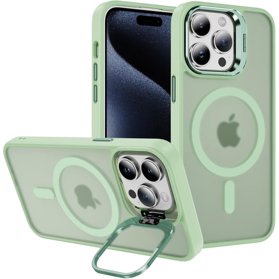 Case for iPhone 14 Pro Max,Military Grade Drop Full-Body Shockproof Protective Lens Holder Kickstand with Wireless Charging TPU+PC Phone Case for iPhone 14 Pro Max,6.7 Inch 2022 (Green)