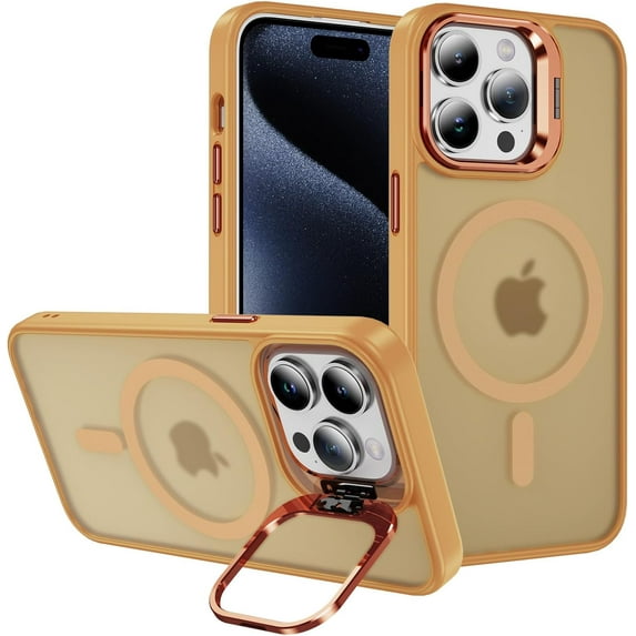 Case for iPhone 14 Pro Max,Military Grade Drop Full-Body Shockproof Protective Lens Holder Kickstand with Wireless Charging TPU+PC Phone Case for iPhone 14 Pro Max,6.7 Inch 2022 (Orange)
