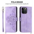 thumbnail image 1 of Case for iPhone 14 Pro Max, Premium PU Leather Magnetic Flip Wallet Case with Card Holder Cash Slot Lanyard Strap Kickstand Function Embossed Flower Pattern Shockproof Cover,Purple, 1 of 15