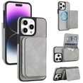 thumbnail image 1 of Case For iPhone 14 Pro Max RFID Blocking Protective Purse Case With Magsafe Kickstand 2 In 1 Detachabl Flip Horizontal multi-slot card holder Shockproof Protective Leather Cover,Grey, 1 of 8