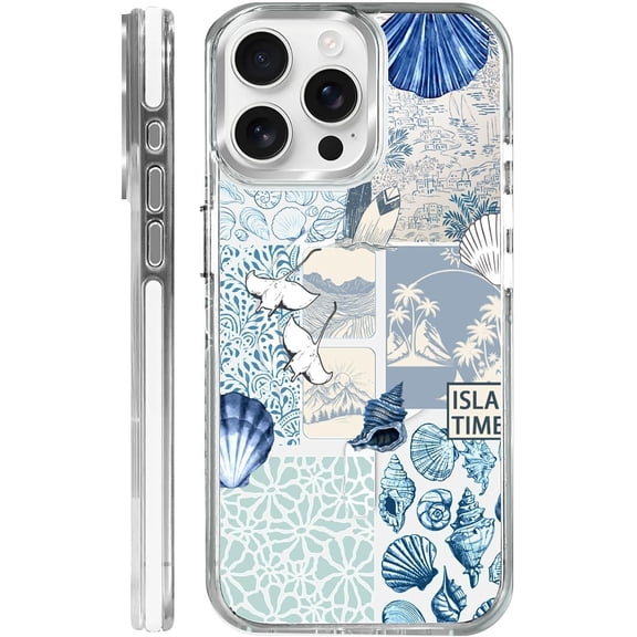 Case for iPhone 14 Pro Max, Shockproof, Slim Phone Case, Sea Life Ocean Waves Seashell Collage Phone Case Design, for Women Girls Magnetic Clear Cover - Slim, Sleek, & Shockproof Protection
