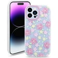 thumbnail image 1 of Case for iPhone 14 Pro Max, Translucent Matte Soft TPU Bumper Case for iPhone 14 Pro Max (6.7 inch), Cute Print Pattern Design Women Girls Protective Phone Cover, Pink Flower, 1 of 13