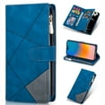 thumbnail image 1 of Case for iPhone 14 Pro Max Zipper Wallet Case, Large Capacity Card Slots Cash Hoider Zipper Pocket Premium PU Leather Flip Cover with Wrist Strap Magnetic Clasp Kickstand Shockproof Case,Blue, 1 of 8